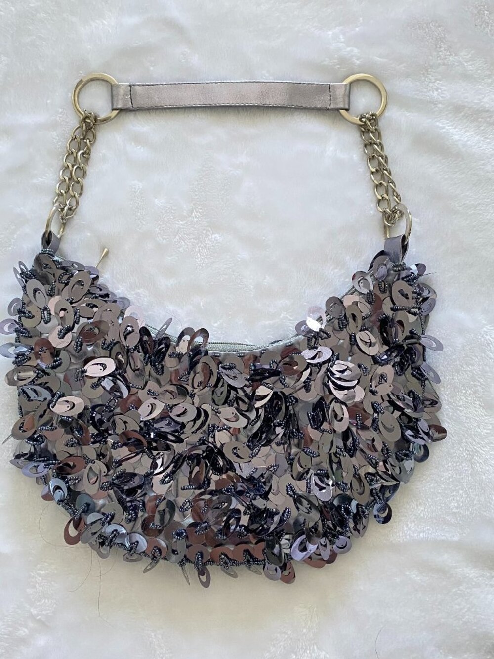 Vintage2000s Inspired Silver Liquid Sequin Hobo Bag Chain Link Going Out Evening